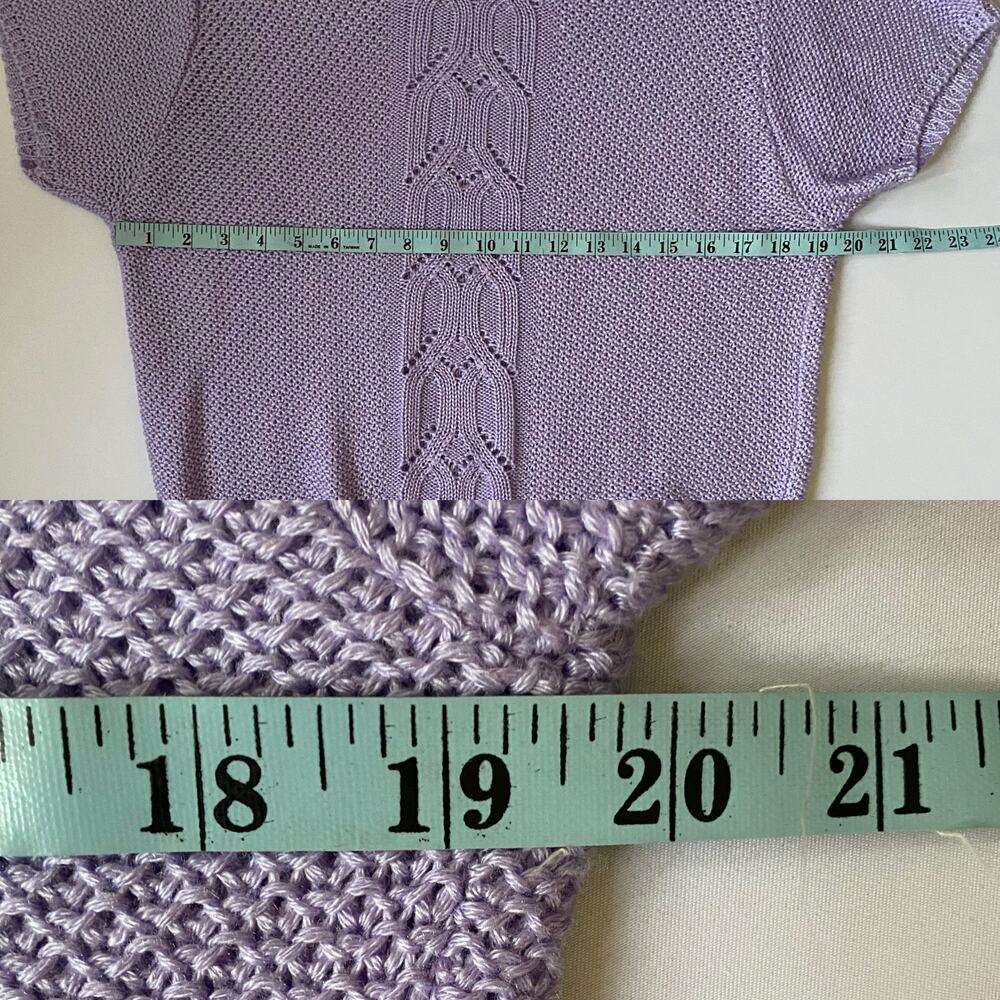Vintage Cristin Stevens Lilac Knit Short Sleeve Sweater USA - Picture 12 of 16